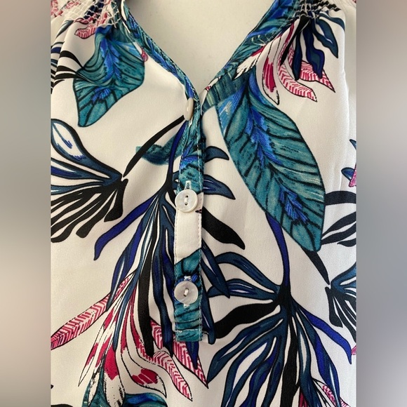 Draper and Damon’s Hawaiian Print Blouse Pink Green Palm Print Golden Girls NEW - Picture 6 of 11